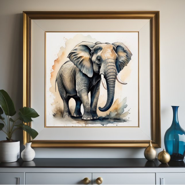 Poster Pintura por Aquarela do Elefante 1:1 (Criador carregado)