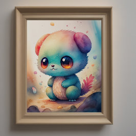 Poster Pintura por Aquarela do Monstro de Chibi