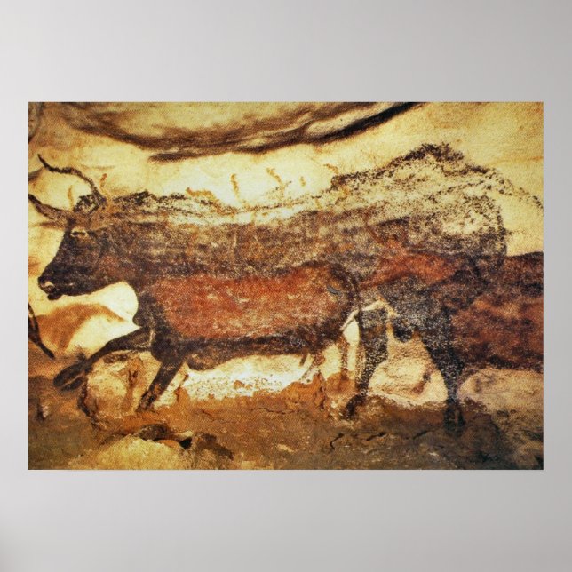 Poster Pintura Pré-Histórica De Cavernas Lascaux (Frente)