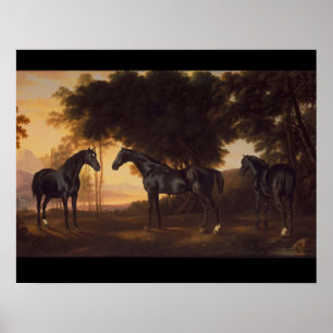 Pôster Pintura preta do vintage dos garanhões por George
