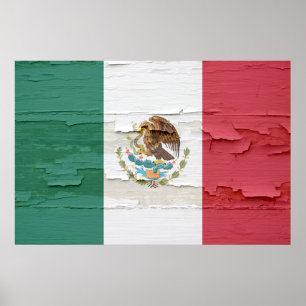 Pôster Pintura resistida da bandeira mexicana