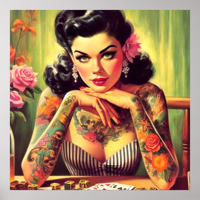 Poster Pintura Retrato Tatuada (Frente)