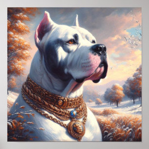 Poster Pintura Retro Dogo Argentino