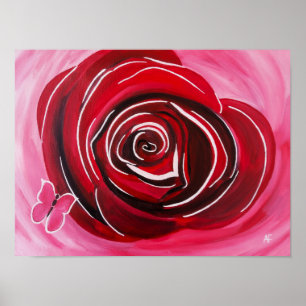 Poster Pintura Rosa Borboleta por Alfred Fox