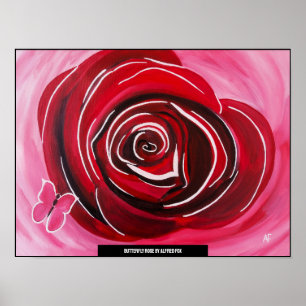 Poster Pintura Rosa Borboleta por Alfred Fox