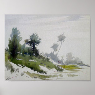 Pôster Pintura rural da aguarela da paisagem