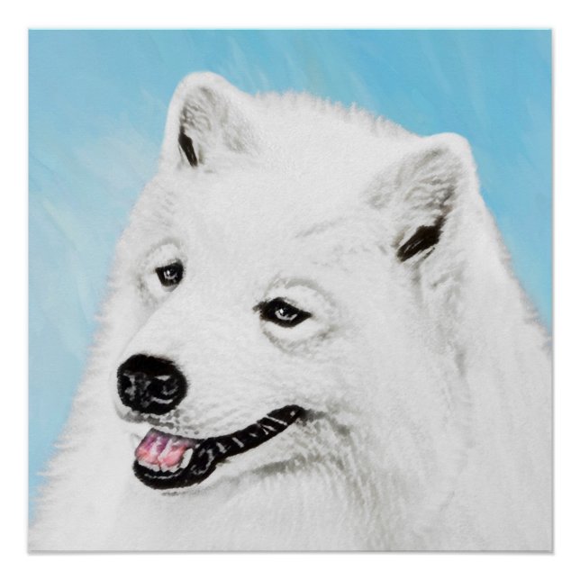 Pôster Pintura Samoyed - Arte Original de Cachorro Fofa (Frente)