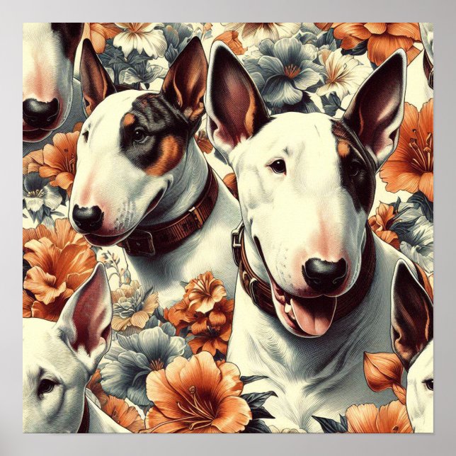 Poster Pintura sem costura da Bull Terrier (Frente)
