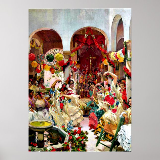 Poster Pintura sorolla - Sevilha, dança (Frente)