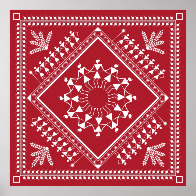 TRIBAL トライバル TRIBAL ポスター 61cm x 45cm Poster Pintura tribal indiana. Warli Paintingart, índio, | Zazzle