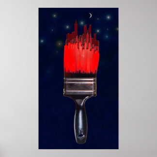 Poster pintura vermelha da cidade
