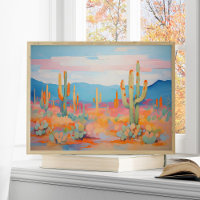 Pintura vibrante no deserto de cactus na arte ocid