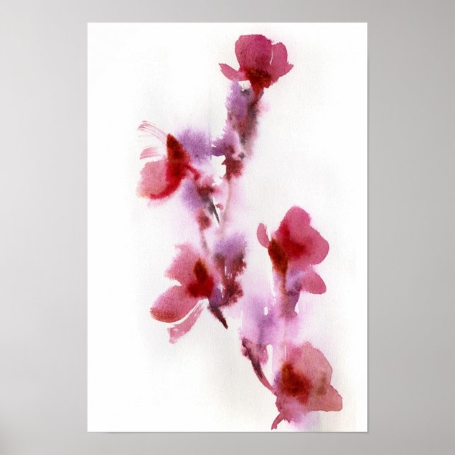 Poster pinturas de abstrato floral a aquarela 3 (Frente)