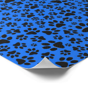 Poster Pinturas de cães Bolinhas preto e branco em azul-t