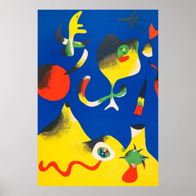 Poster pinturas de joan miro, abstrato art (Frente)
