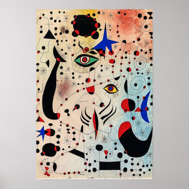 Poster pinturas de joan miro, abstrato art (Frente)