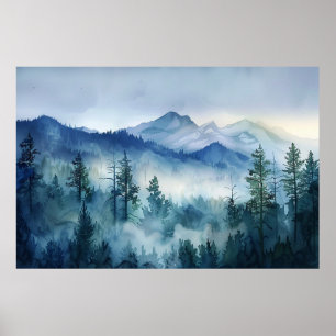 Poster Pinturas em aquarela da montanha Sleeping Ute enev