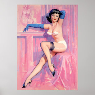 Pôster Pinup azul das luvas