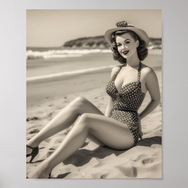 Poster pinup plage (Frente)