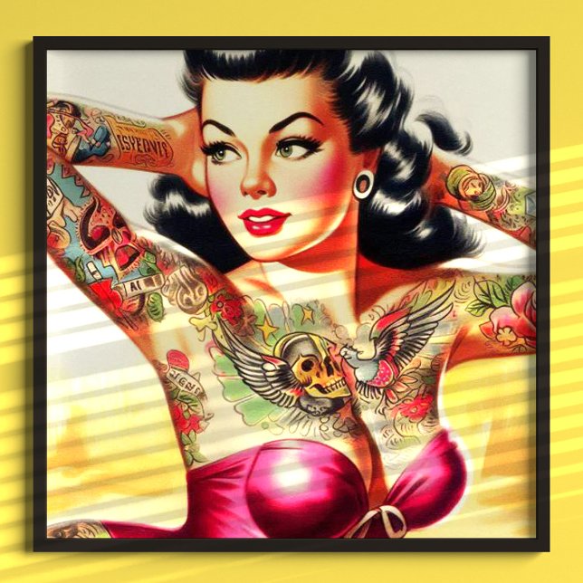 Poster Pinup Tatuado Vintage (Criador carregado)