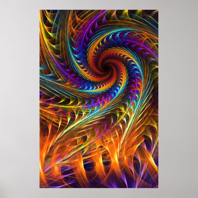 Pôster "Pinwheel Dreams" -  Abstract Spiral Fractal Art (Frente)