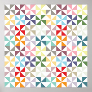 Poster Pinwheel geométrico colorido