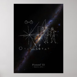 Poster Pioneer 10 placa e panorama da galáxia Via Látea