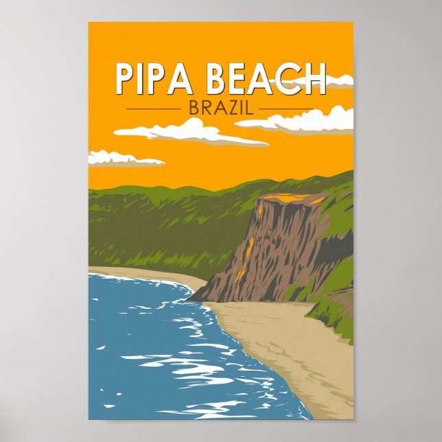 Poster Pipa Beach Brazil Viagem Art Vintage (Frente)
