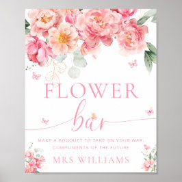 Poster Piper Peony Floral Borboleta Flor Bar Sinal