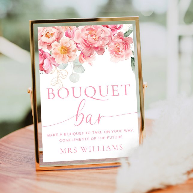 Poster Piper Peony Floral Buquê - Sinal de Bar Flor (Bouquet Bar Sign Piper Peony )