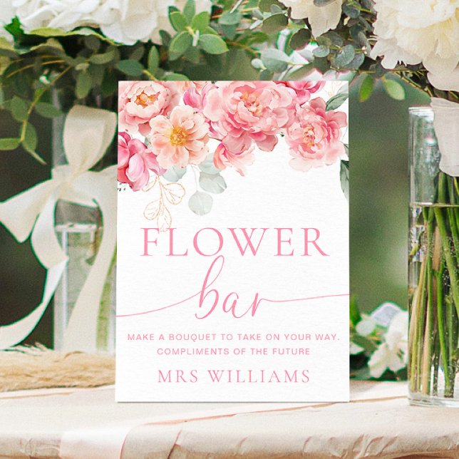 Poster Piper Peony Floral - Sinal de Bar Flor (Flower Bar Sign Piper Peony )