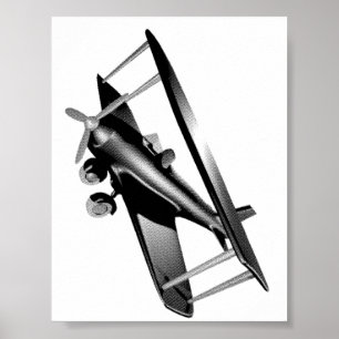 Poster Pipoca Vermelho Cibernético Anime Biplano voando e