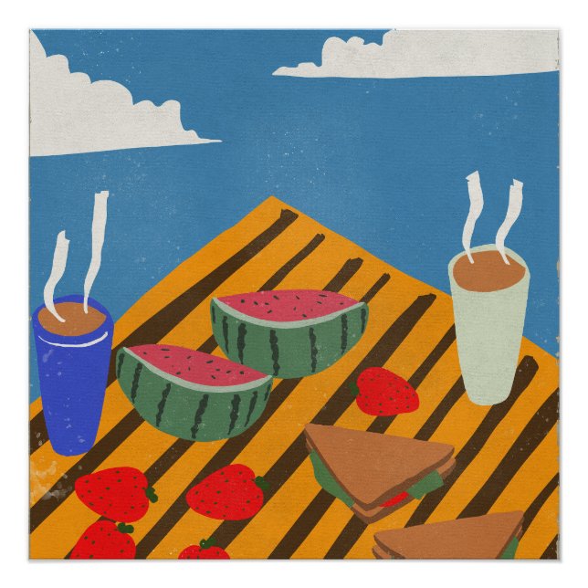 Pôster Piquenique de Café da Manhã Vintage (Frente)