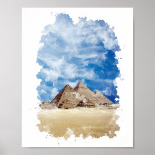 Poster Pirâmide da Arte Watercolor de Giza Egypt