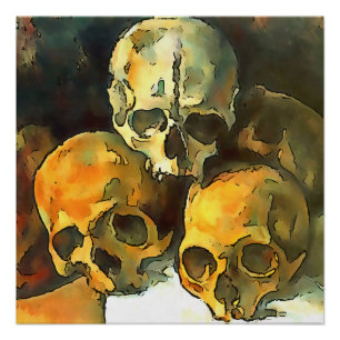 Pôster Pirâmide de Arte Negra de Skulls Após Cezanne