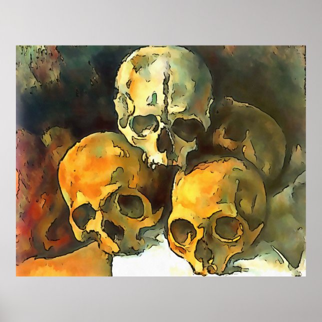 Poster Pirâmide de Arte Negra de Skulls Após Cezanne (Frente)