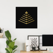 Pirâmide Neo Deco de Circuitaria Dourada Futurista