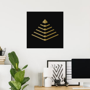 Poster Pirâmide Neo Deco de Circuitaria Dourada Futurista
