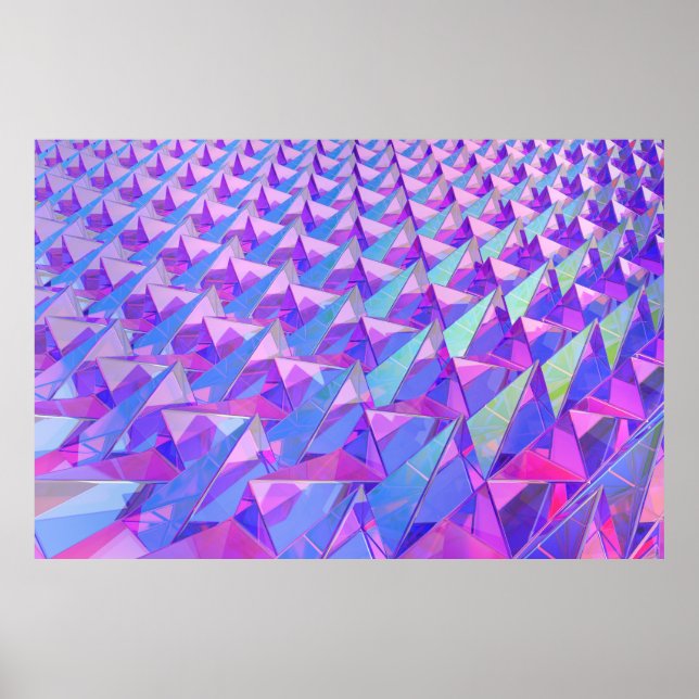 Poster Pirâmides de cristal coloridas (Frente)