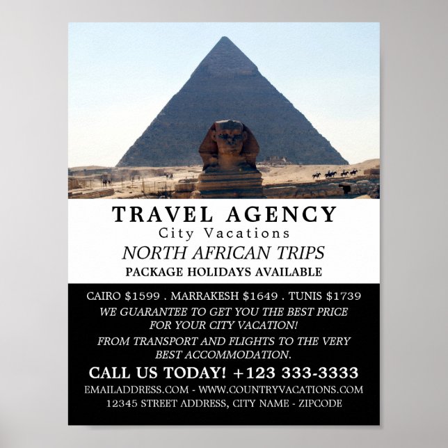 Poster Pirâmides De Giza, Cairo, Egito, Agência De Viagem (Frente)