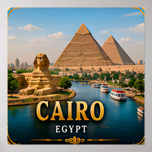 Poster Pirâmides do Cairo e Esplendor Atemporal do Nilo