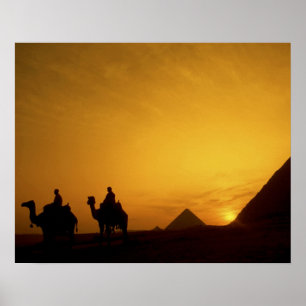 Poster Pirâmides excelentes de Giza, Egito no pôr do sol