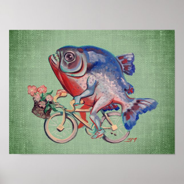 Poster Piranha Andando Bicicleta (Frente)
