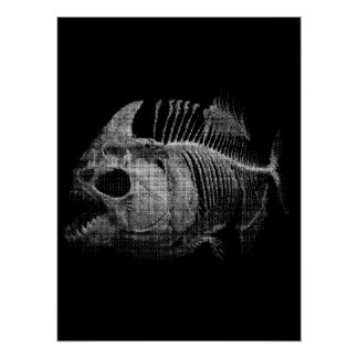 Pôster Piranha Fish Skeleton Fishing Gift