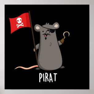 Poster Pirat Funny Pirate Rat Pun Dark BG