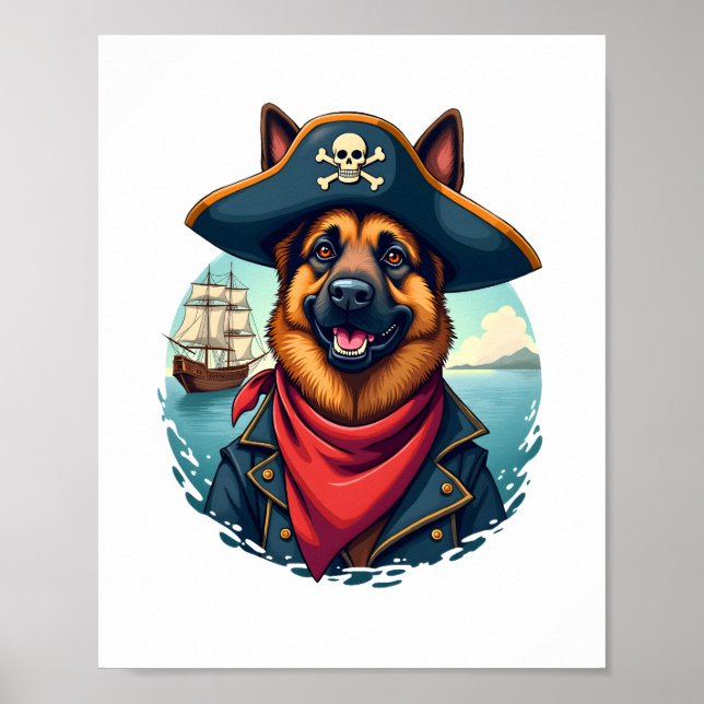 Poster Pirata de Cachorro german shepherd (Frente)