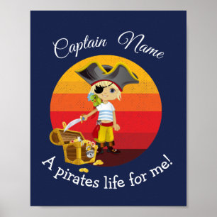 Poster Pirata do Partido do Blue Boy Náutico Sunset