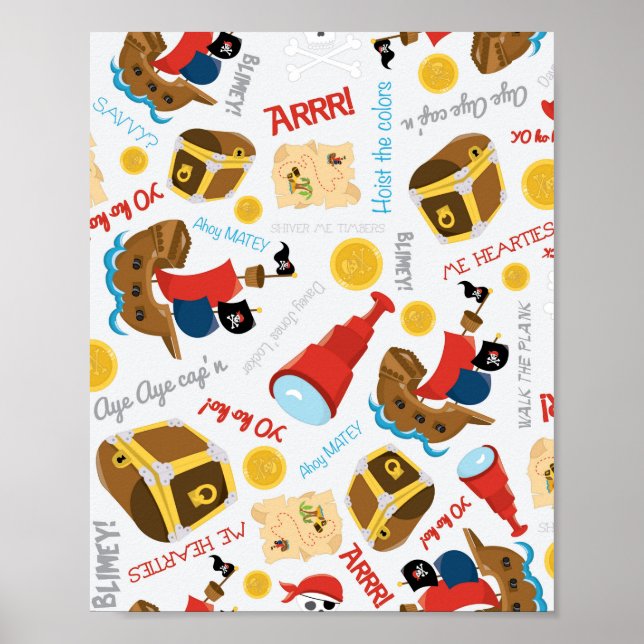 Poster Pirata do Partido Treasure Island (Frente)