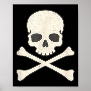 Poster Pirata halloween vintage caveira e ossos cruzados