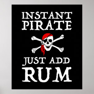 Poster Pirata Instantânea - Basta Adicionar Rum